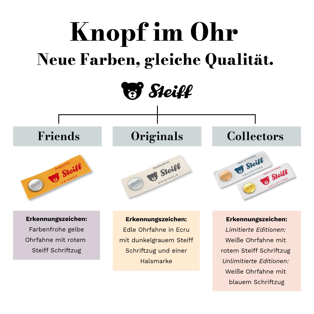 Steiff Kuscheltier Jimmy Teddybär, Süßes Stofftier mit Kunststoffaugen, Kinder, Jungen & Mädchen, Friends, Plüschtier 30 cm, Hellbraun, 113505