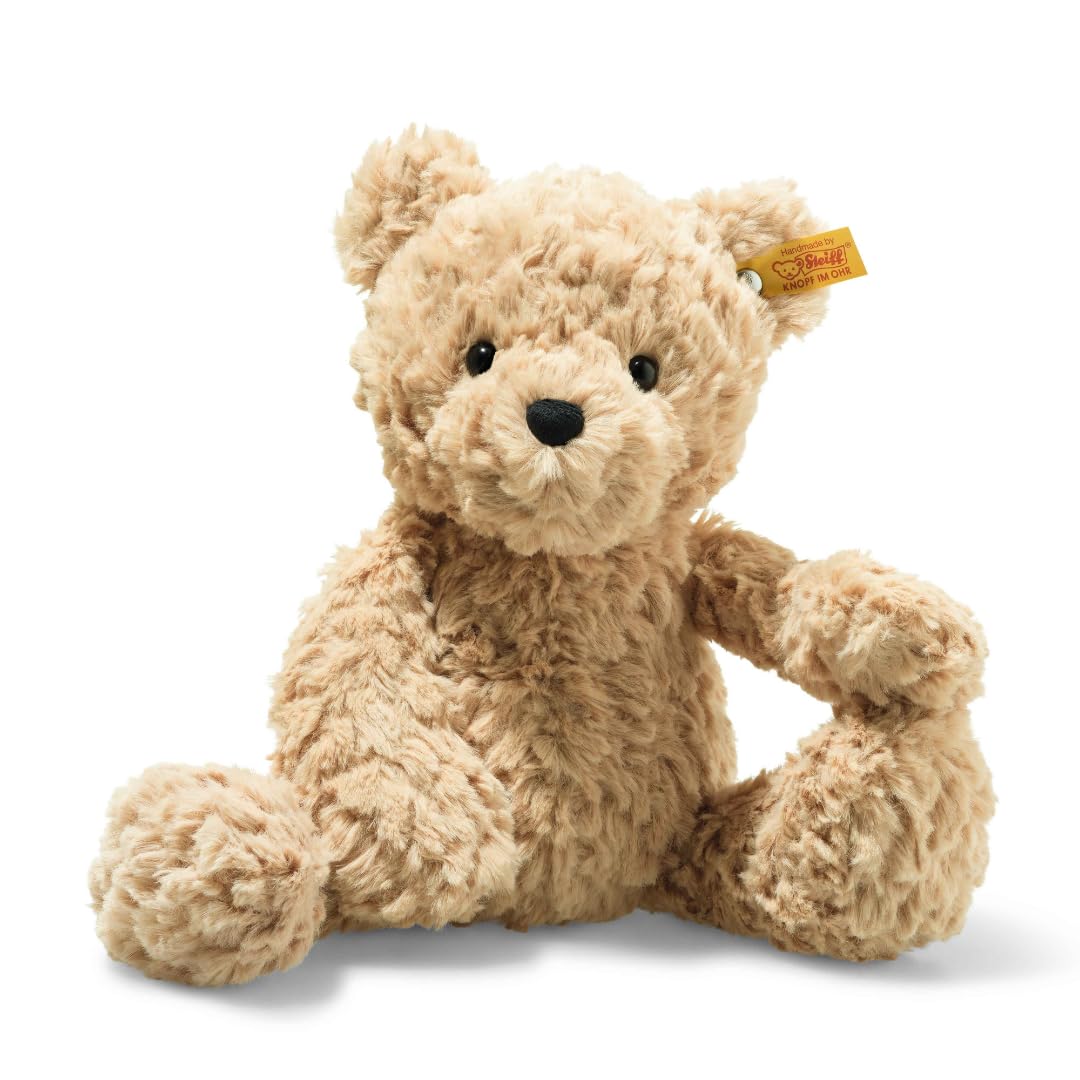 Steiff Kuscheltier Jimmy Teddybär, Süßes Stofftier mit Kunststoffaugen, Kinder, Jungen & Mädchen, Friends, Plüschtier 30 cm, Hellbraun, 113505
