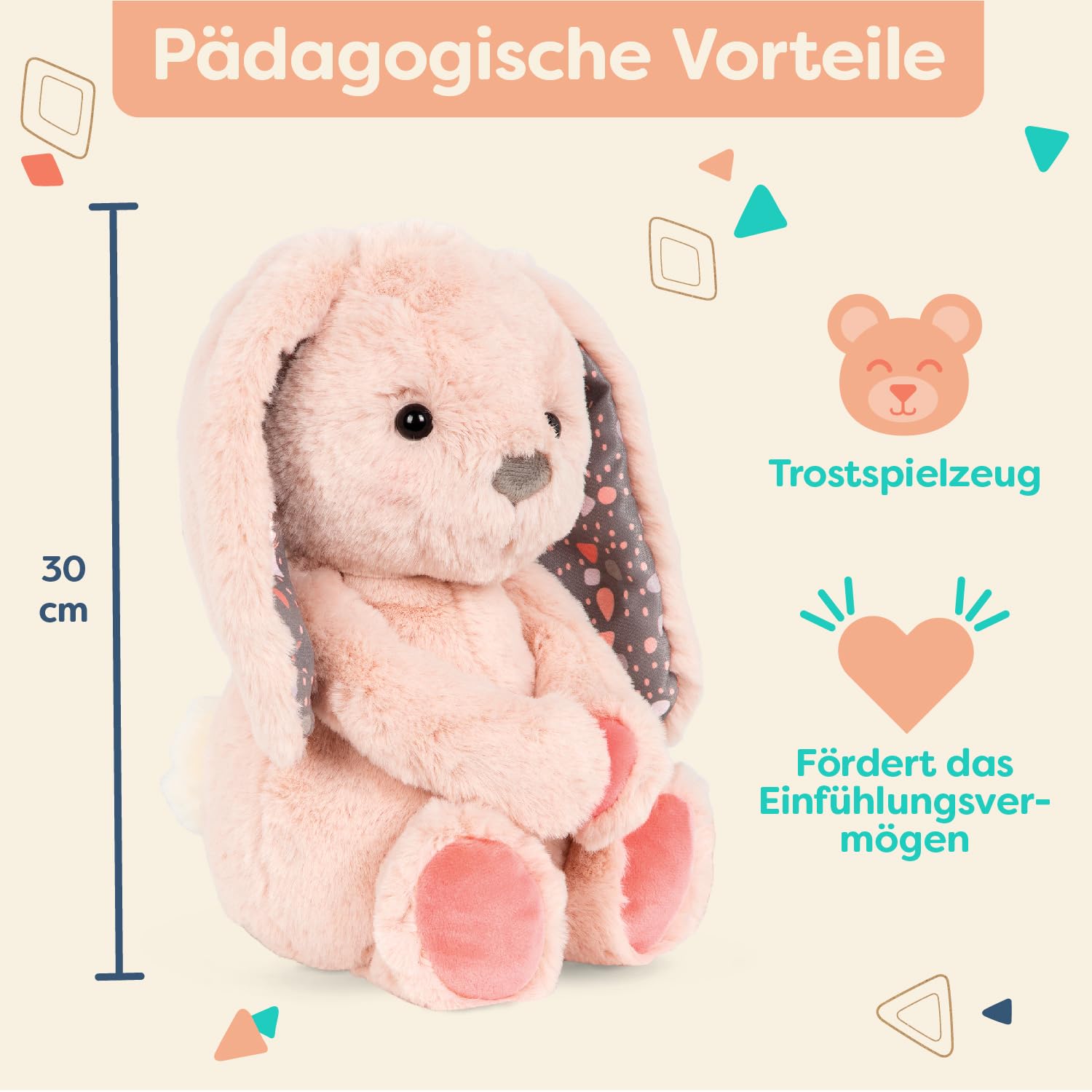 B. toys - Happyhues - Butterscotch Bunny - Plüschhase - Superweiches Plüschtier - Plüschtier für Babys, Kleinkinder, Kinder - Waschmaschinenfest - 0 Monate +