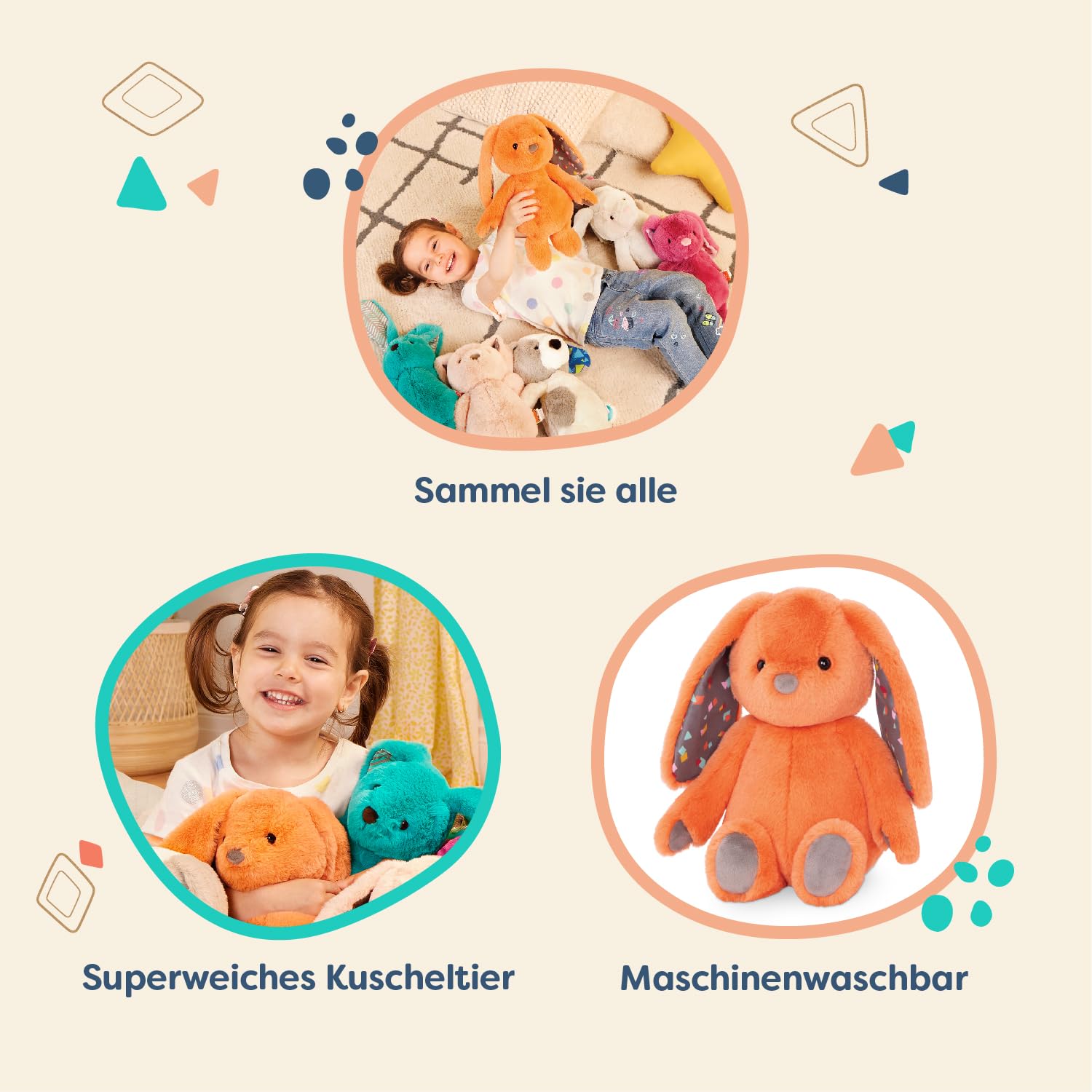 B. toys - Happyhues - Coral Cutie - Plüschhase - Superweiches Plüschtier - Plüschtier für Babys, Kleinkinder, Kinder - Waschmaschinenfest - 0 Monate +