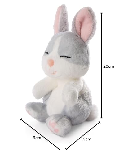 NICI Kuscheltier Hase grau 12 cm – Stofftier aus weichem Plüsch, niedliches Plüschtier im Körbchen zum Kuscheln und Spielen, für Kinder & Erwachsene, 48706, tolle Geschenkidee, hellgrau
