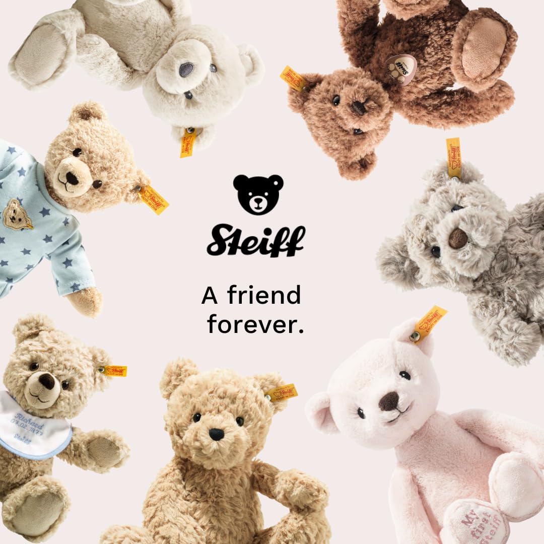 Steiff Kuscheltier Jimmy Teddybär, Süßes Stofftier mit Kunststoffaugen, Kinder, Jungen & Mädchen, Friends, Plüschtier 30 cm, Hellbraun, 113505
