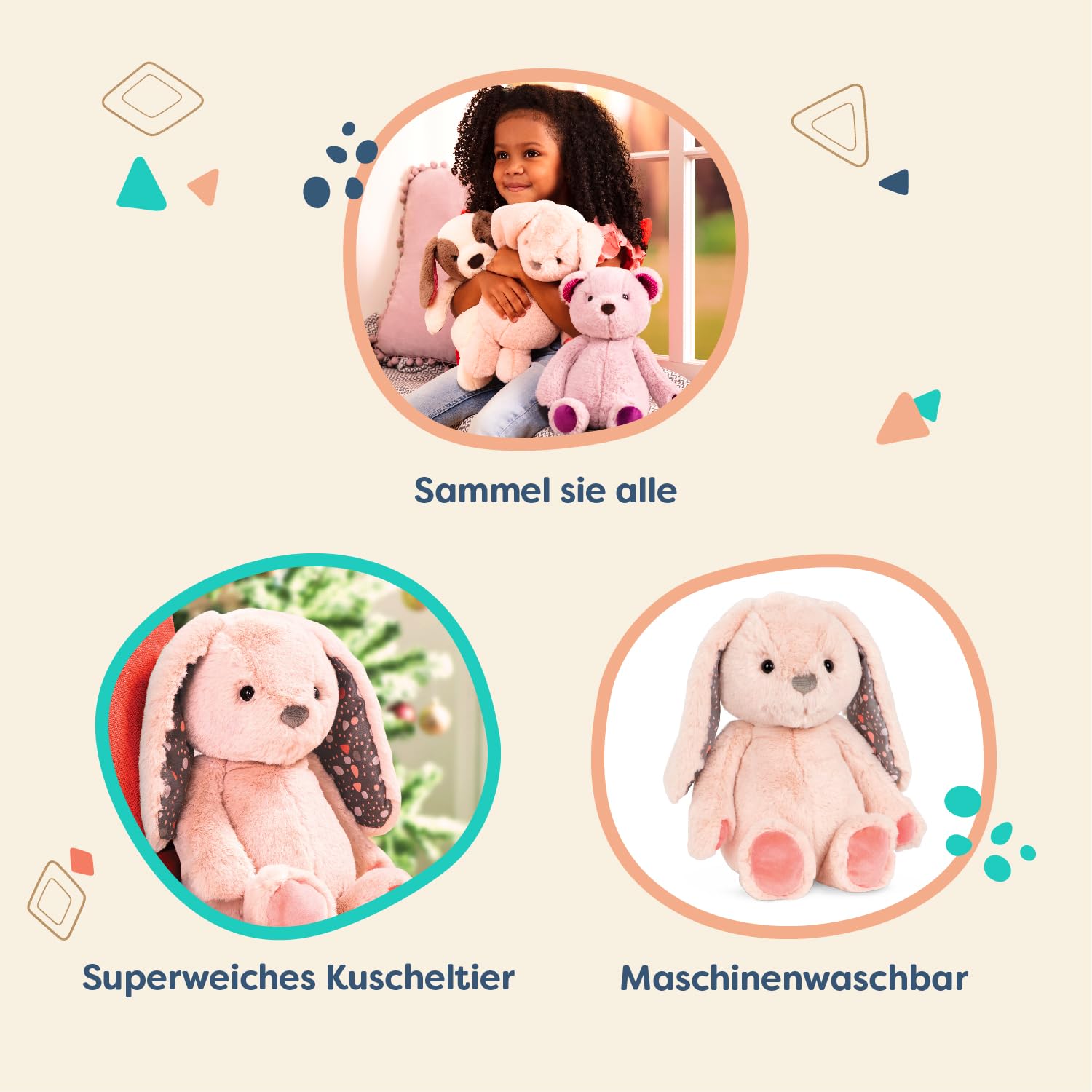 B. toys - Happyhues - Butterscotch Bunny - Plüschhase - Superweiches Plüschtier - Plüschtier für Babys, Kleinkinder, Kinder - Waschmaschinenfest - 0 Monate +