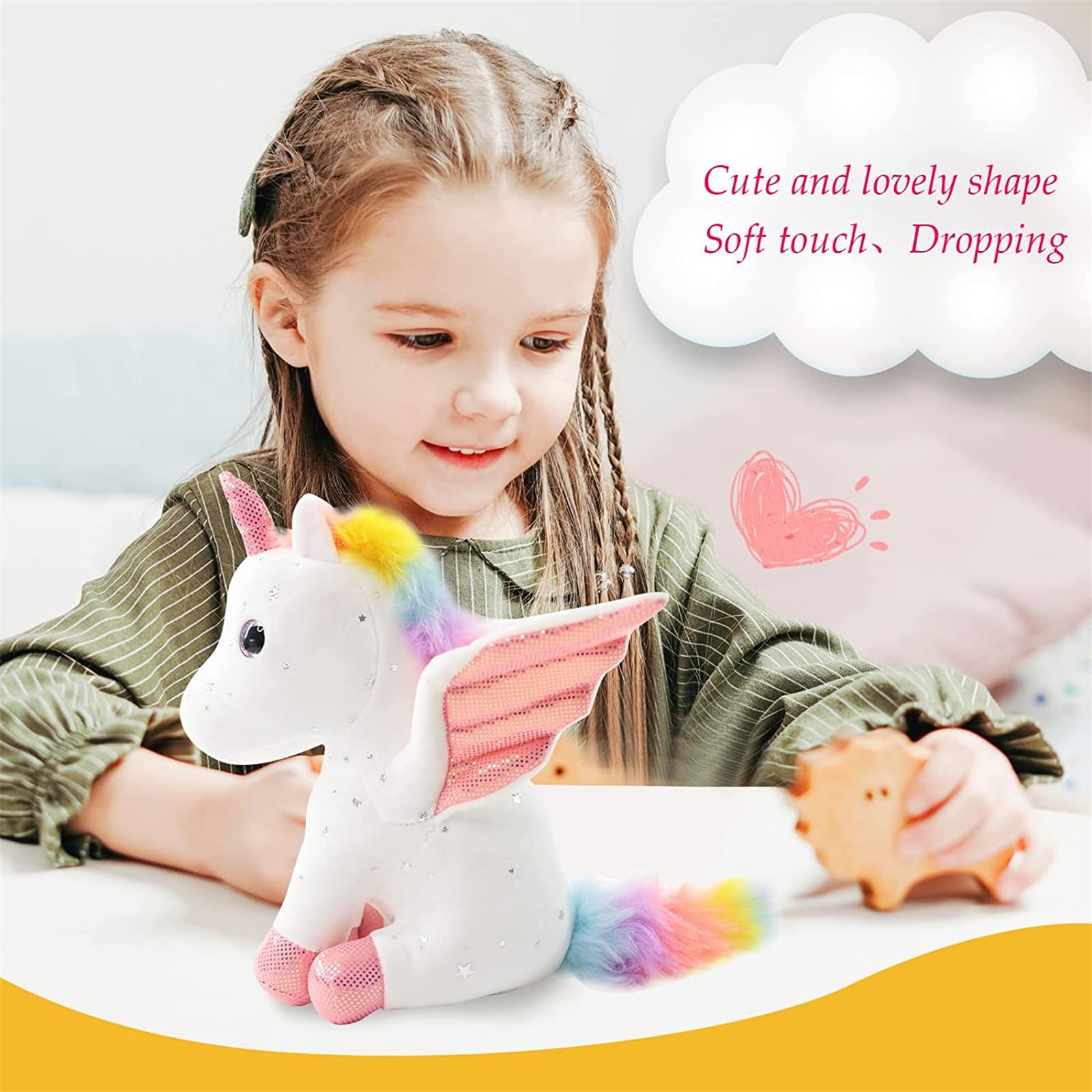 Trayosin 20/28cm Kuscheltier Einhorn Plüschtier für Mädchen,Niedliches Plüschtier Geschenk für 3-8 Jahre alte Mädchen, weiches Geburtstagsgeschenk für Baby, Kleinkind, Kinder