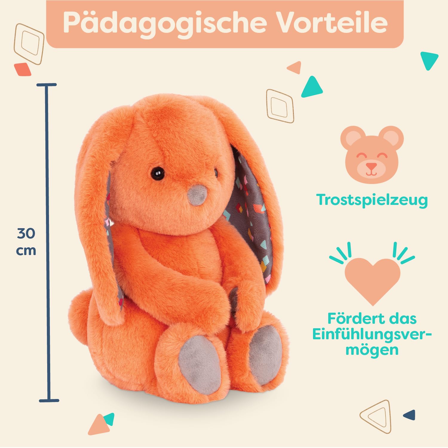 B. toys - Happyhues - Coral Cutie - Plüschhase - Superweiches Plüschtier - Plüschtier für Babys, Kleinkinder, Kinder - Waschmaschinenfest - 0 Monate +